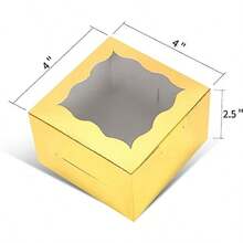 KPOSIYA - 1 cajas de panadería doradas con ventana cajas individuales para cupcakes de.16 x.16 x 6.35 cm caja de regalo de papel kraft dorado para pasteles galletas pasteles donas - Aire - Ver 5