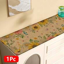 1 pieza, Decoración del hogar, Estampado de patrón floral, Alfombra de cocina de lino, Tapete de cocina, Tapete de piso, Tapete de baño, Tapete de puerta, Impresión 3D rectangular, Adecuado para sala de estar, dormitorio, pasillo, baño, lavandería - Alfombra de poliéster, Adecuado para decoración del hogar interior y exterior - Multicolor - Ver 12