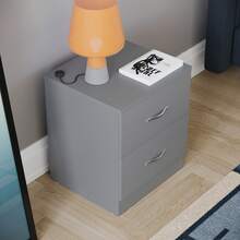 Home Discount Vida Designs Riano 2 Drawer Bedside Chest Cabinet Table Nightstand Bedroom Furniture Silver Handles Display Storage Unit - Grey - Grey - View 5
