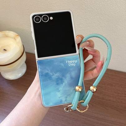 เคสโทรศัพท์พับได้ลายมัดย้อมไล่สีสดใสคุณภาพสูงพร้อมสายคล้อง สำหรับ Samsung Galaxy Z Flip3 5G/Galaxy Z Flip 4 5G/Galaxy Z Flip 5 5G/Galaxy Z Flip 6 5G/Galaxy Z Flip 7 5G เคสโทรศัพท์พับได้แฟชั่นใหม่ระดับพรีเมียม