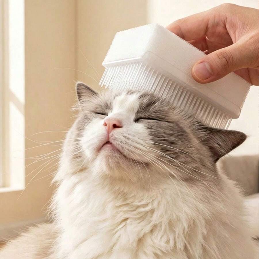 1pc Cat Massage Soft Brush, Pet Grooming Tool, Mimics Cat Tongue Design, Comfortable Pet Hair Grooming And Cleaning, Multi-Functional De-Shedding Comb, Gentle Massage, Suitable For Cats And Dogs - Multicolor - View 1