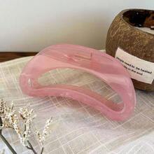 2pcs Jelly Transparent Curved Hollow Hair Claw Clip Minimalist Solid Color Hair Grab - Multicolor - View 10