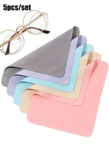 5pcs High Quality Microfiber Glasses Cleaning Cloth, Reusable Glasses Cleaning Cloth, Fashion Glasses Cloth, Phone Screen/Watch Wiping Cloth - Multicolor - View 2