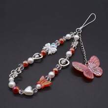 1pc Women's Y2K Style Shiny Butterfly Beaded Round Bead Exquisite High-End Phone Chain, 4 Colors Available, Elegant For Multiple Occasions, Suitable As A Beautiful Gift For Mother, Partner, Wife, Friend - Multiple Styles - View 7