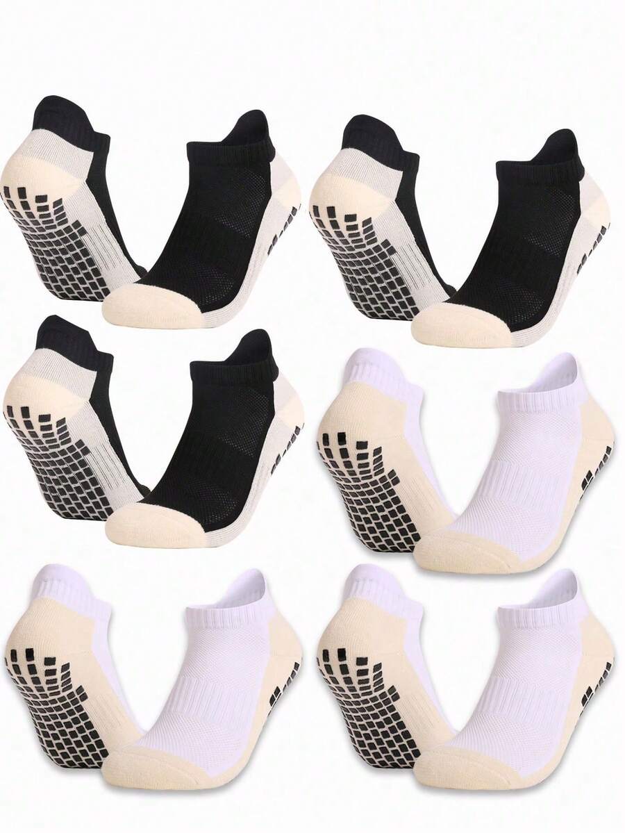1/3/6 Pares de Meias de Futebol Antiderrapantes com Bolinhas para Homens, Meias Curtas Respiráveis, Absorventes de Suor, Acolchoadas com Tela, Meias Esportivas para Treino, Outono - Multicolorido - Visão 1