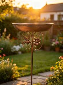 2-In-1 Iron Bird Bath And Feeder, Multiple Sculptural Designs Available, With 5-Claw Anti-Rust Feet For Stable Outdoor Placement, Suitable For Garden And Yard Decor, Can Be Used For Bird Drinking And Bathing, Easy To Clean - TK18 - View 10