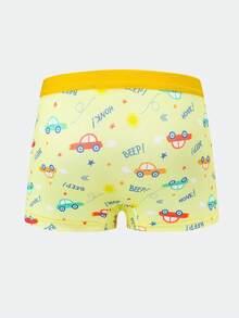 4pcs/Pack Boys' Cartoon Vehicle Printed Comfortable Soft Boxer Briefs - Multicolor - View 3