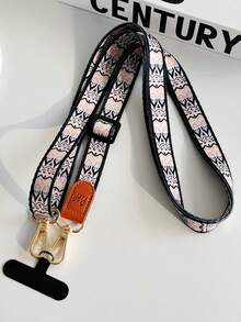 1pc Fabric Embroidered Phone Lanyard Crossbody Strap With Adjustable Shoulder Strap, Phone Case Hanging Chain, Halter, Charging Port Buckle Fixed Patch, Anti-Lost Anti-Theft For Women - Multicolor - View 7