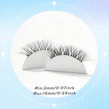 5 Pairs Natural Long Wispy Fishtail Criss-Cross Transparent Band False Eyelashes, Elongated Eye Tail - Black - View 7