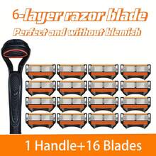 Men's 6-Layer Razor Set, Includes 24/20/16/12/8/4 Reusable Blades - Comfortable And Smooth Shaving Tool - Multicolor - View 7