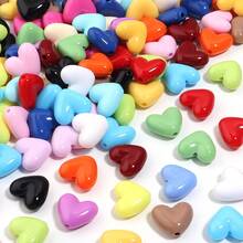50pcs 3D Acrylic Candy Color Heart Beads, Shiny Colorful Heart-Shaped Beads For DIY Jewelry Making, Necklace, Earrings, Bracelet, Keychain Decorative Accessories - Heart-shaped - View 3