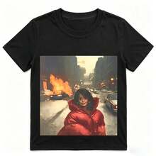 JET Afro Glamour Graphic T-Shirt,  Magic T-Shirt, Retro Fashion T-Shirt, Afro-Centric Streetwear T-Shirt, Vintage Inspiration, Black, Breathable And Comfortable. - 黑4 - 查看 1