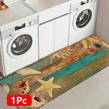 1pc, Home Decor, Starfish Pattern Print, Linen Kitchen Rug, Kitchen Mat, Floor Mat, Bathroom Mat, Door Mat, 3D Print Rectangular, Suitable For Living Room, Bedroom, Hallway, Bathroom, Laundry Room - Polyester Rug, Suitable For Indoor And Outdoor Home Decor - Multicolor - View 18