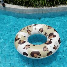 Leopard Print Inflatable Swim Ring, Thickened PVC Pool Float With Handles For Adults Summer Vacation - Multicolor - View 4