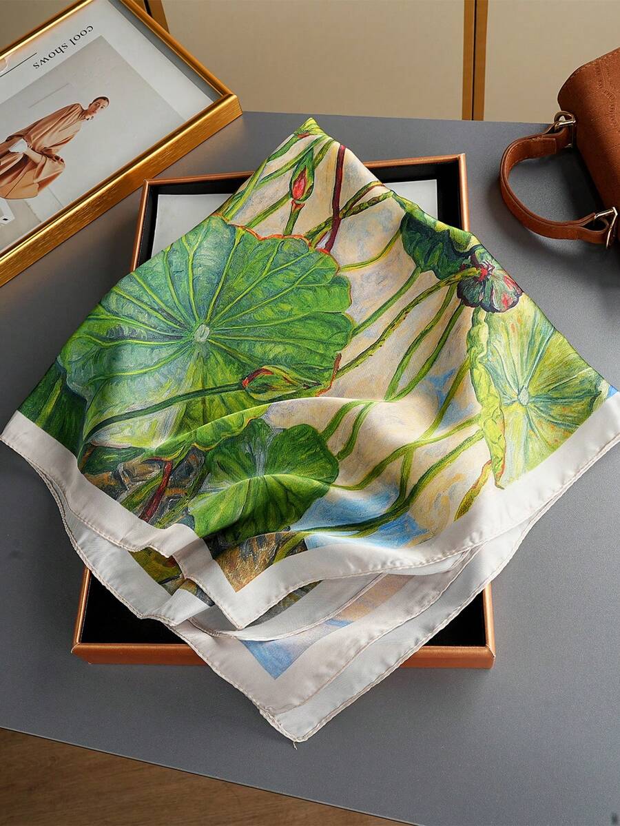 1件奢華花卉絲巾時尚披肩新款印花絲巾熱門 70*70cm 正方形絲巾 27.56英吋正方形絲巾女式頸巾四季通用印花頭巾休閒聚酯纖維 - 彩色 - 查看 1