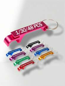 30/10/1 Set Customized Engraved Bottle Opener Keychain, Personalized Name & Date Metal Key Ring, Wedding Party Favor, Gift For Family And Friends - Style 3 - View 13