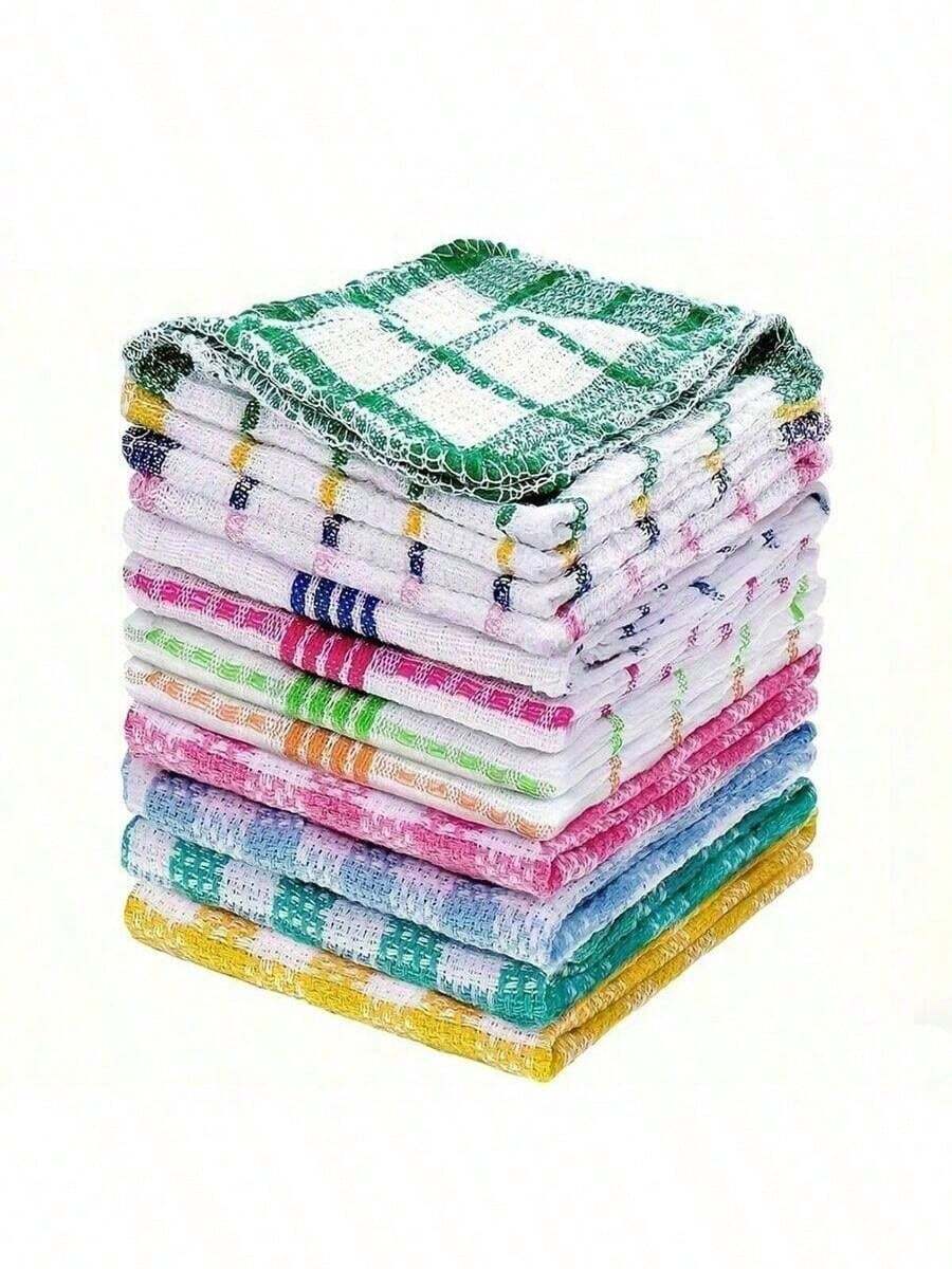 10/5/1件格子图案洗碗布 - 速干吸水厨房毛巾，适用于手洗，厨房用品，厨房配件，厨房装饰，方形空间主题洗碗布，也可用于客厅清洁和擦干，毛巾，茶巾，家居用品，无需用电