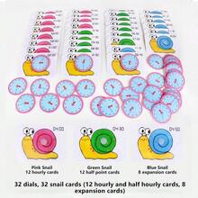 hoojojo 64PCS Snail Time Learning Felt Cards For Kids, Clock & Color Matching Game, Hour Half Hour Quarter Hour Teaching Aids, Reusable Hook And Loop Time Training Cards, Interactive Preschool Educational Aids, Classroom & Family Learning Activities - Multicolor - View 10