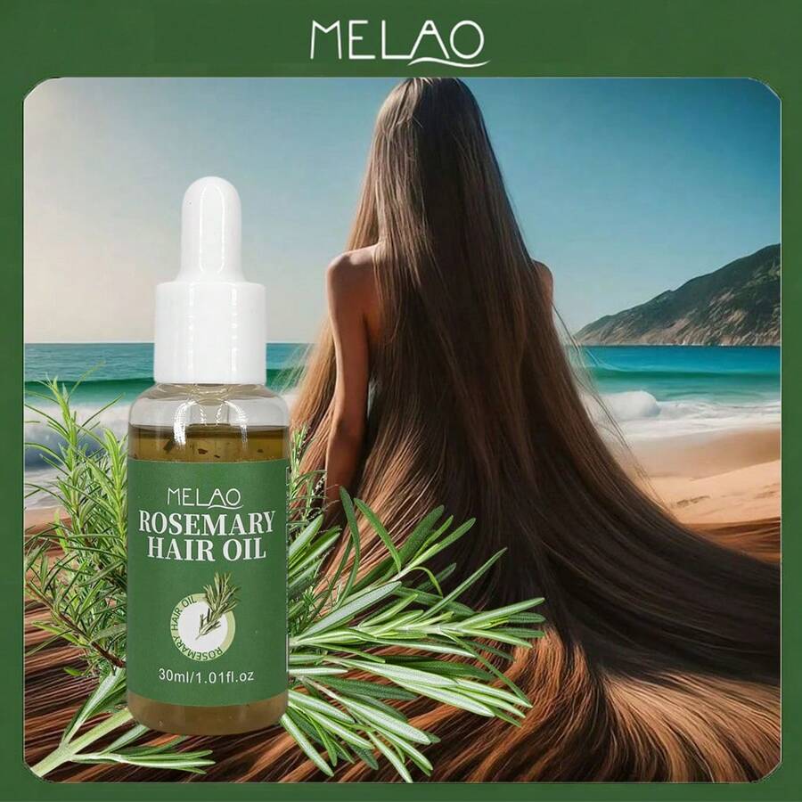 MELAO迷迭香护发油，蕴含真正迷迭香叶精华，滋养秀发，抚平毛躁，增添光泽和柔软度，修护干枯受损发质，滋养头皮，滴管设计，适合所有发质，30毫升/1.01液盎司 - 綠色 - 查看 1