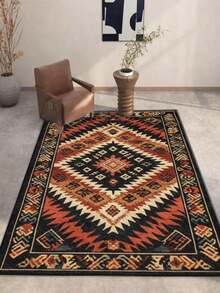 1 pieza Alfombra de terciopelo de cristal ultrasuave, alfombra de estilo persa vintage bohemio - Suave, antideslizante, lavable a máquina, tapete de poliéster con patrón geométrico colorido - Multicolor 9 - Ver 22