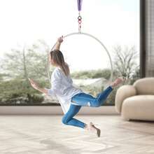 Premium Complete Aerial Hoop Set With Full Accessories, 37.4 In Diameter Hoop & 0.98 In Stainless Steel Tube, Easy Grip And Excellent Balance, Professional Gear For Aerial Yoga, Dance, Acrobatics And Gymnastics Training - Silver - View 5