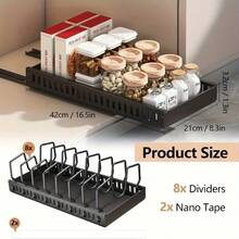 Estante para utensilios de cocina de 10 piezas para debajo del armario con 8 estantes ajustables, estante para ollas extensible, estante de almacenamiento de cocina, estante para ollas incorporado debajo del fregadero, estante de almacenamiento de utensilios de cocina ajustable, ahorra espacio. - Ver 4