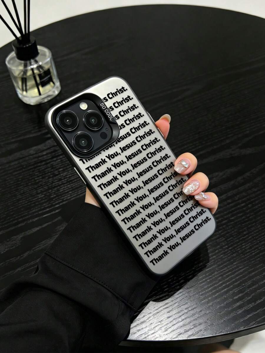 1個 Thank You Jesus 語錄滿版印花手機殼,防震保護套,適用於 iPhone 16 Pro Max/15/14 Plus/13/12/11 保護殼 - 灰色 - 查看 1