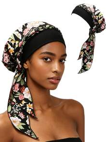 1 pieza Pañuelo de cabeza estilo bohemio con estampado floral de plumas, pañuelo de cabeza antideslizante con forro de satén suave y estampado floral con lazo ajustable en la parte posterior, accesorio para la cabeza de tela suave para mujer, gorro de hijab islámico preatado, adecuado para uso diario y quimioterapia, accesorio para la cabeza de quimioterapia para mujer, gorro de quimioterapia ligero de verano con pañuelo, diadema de moda suave y sedosa - color - Ver 11