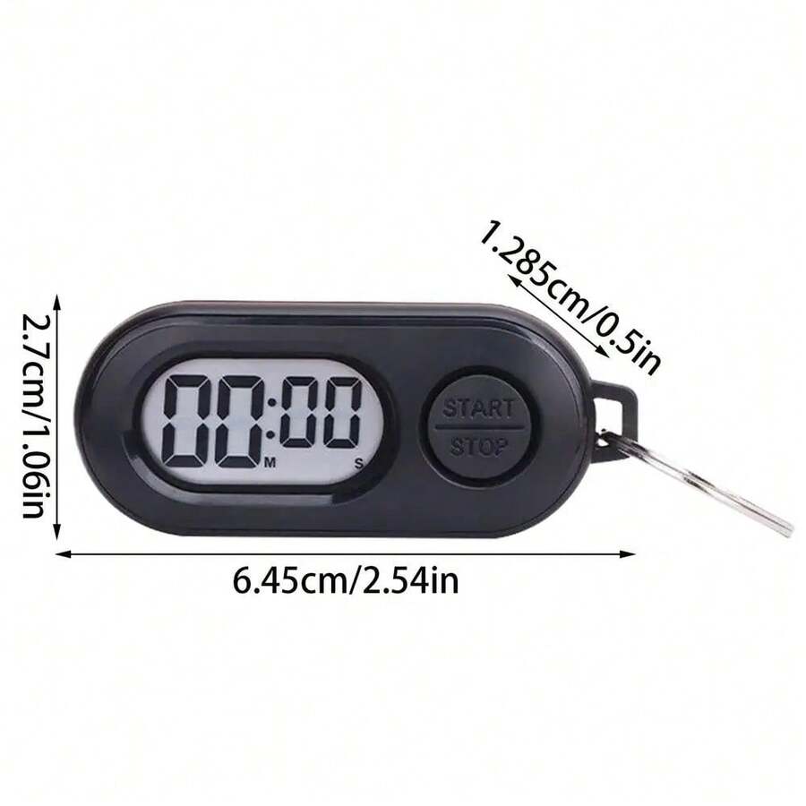 Kitchen Sports Countdown Timer Keychain, Digital Pocket Timer For Decoration, Training Aid Tool, Sports Timer Pendant. - Black - View 1
