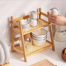1pc Ins Style Mug Holder Storage Rack, Multi-Layer Desktop Organizer, Suitable For Dorm, Kitchen - Brown - View 6