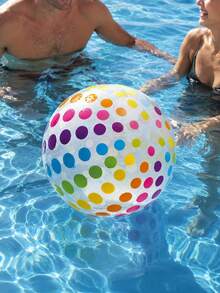 2pcs/1pc Colorful Polka Dot Beach Ball (Approx. 30cm), Suitable For Summer Water Games And Birthday Parties, Inflatable Beach Ball, Hawaiian Tropical Theme Party Decoration And Gift - Multicolor - View 4