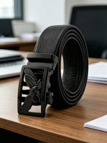 Men's Fashion Versatile Solid Color PU Leather Belt - A - View 1