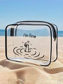 Vigour Summer Transparent Toiletry Storage Bag, Printed With "I'm Doing Great" Text, Humorous Thumbs Up Design, Lightweight Transparent Makeup Bag, High-Quality PVC Makeup Bag, Zippered Toiletry Bag, PVC Dry-Wet Separation Toiletry Bag, Makeup Bag, Large Capacity Portable Storage Bag, Shower And Swimming Storage Bag, Transparent Design For Easy Access To Items, Portable Durable High-Quality Travel Storage Bag - Multicolor - View 12