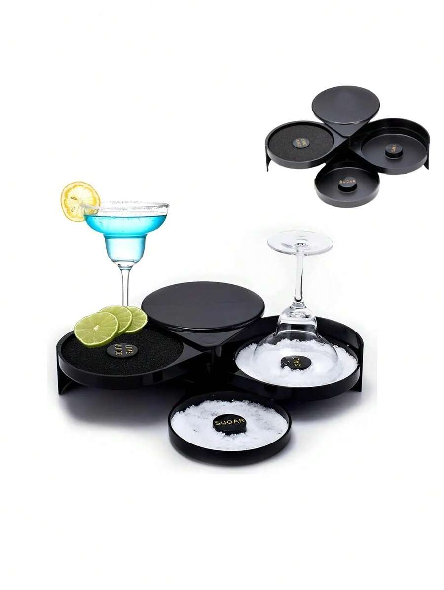Salt Rimmer, Bar Glass Rimmer With 3-Tier Rotating Trays, Bartender Tool For Bars, Clubs And Home Parties. - View 1