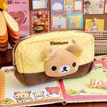 San-X Rilakkuma 波點可愛卡通熊鉛筆盒，Ins風大容量文具盒與雜物收納袋，適合學生使用 - 彩色 - 查看 2