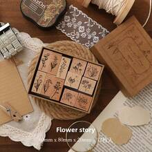 JotBox Vintage Wooden Stamp Set For Girls, Finger-Sized Text, Time, Week, Journal Decoration Material Stamps - Baiwuji Wooden Seals - View 9