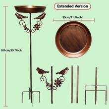 1pc Outdoor Standing Bird Bath, Bronze Decorative Bird Bath, Dual-Use Waterer And Bird Feeder For Yard And Lawn, Attracts Wild Birds, Decorative Ornament With Bird Decoration, Rust-Proof Iron Art Dual-Use Waterer For Garden - Multicolor - View 12