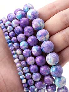 Natural Stone Beads Purple Rain Colorful Round Loose Bead For Jewelry Making DIY Bracelet Charms Accessories 6/8/10mm - Multicolor - View 10