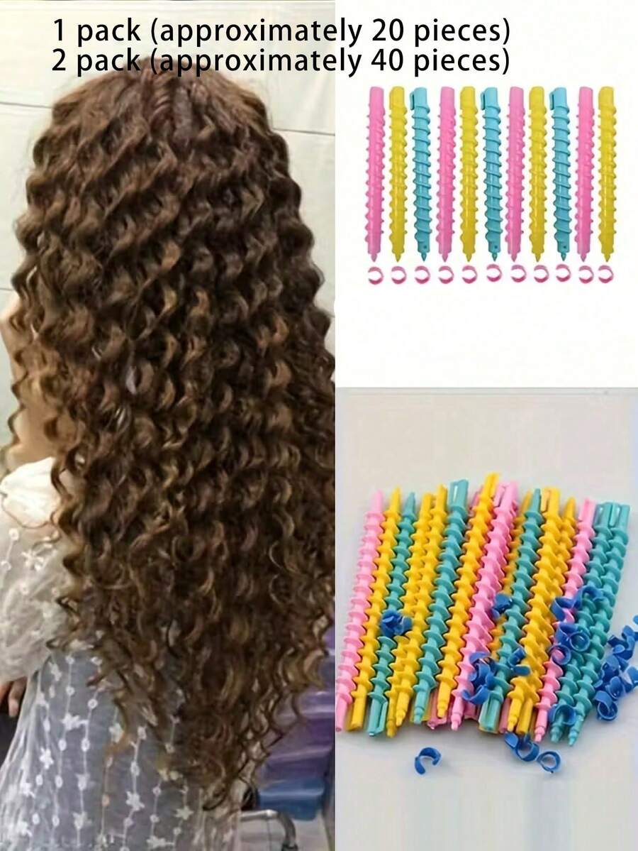 1包(約20個)/2包(約40個)螺旋捲髮器DIY美髮造型工具,女性髮飾,護髮,旅行,旅行配件,大學必備品,捲髮棒,彈性捲髮棒,捲髮梳,髮夾,無熱捲髮,美髮造型工具,捲髮器,無熱捲髮,捲髮器,美髮沙龍美容旅行必備美髮產品與配件 - 彩色 - 查看 1