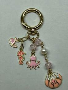 A Creative, Unisex Keychain Featuring A Blend Of Design Elements,Including Seashells, Starfish, Turquoise Accents, Seahorses, Octopuses - Multicolor - View 15