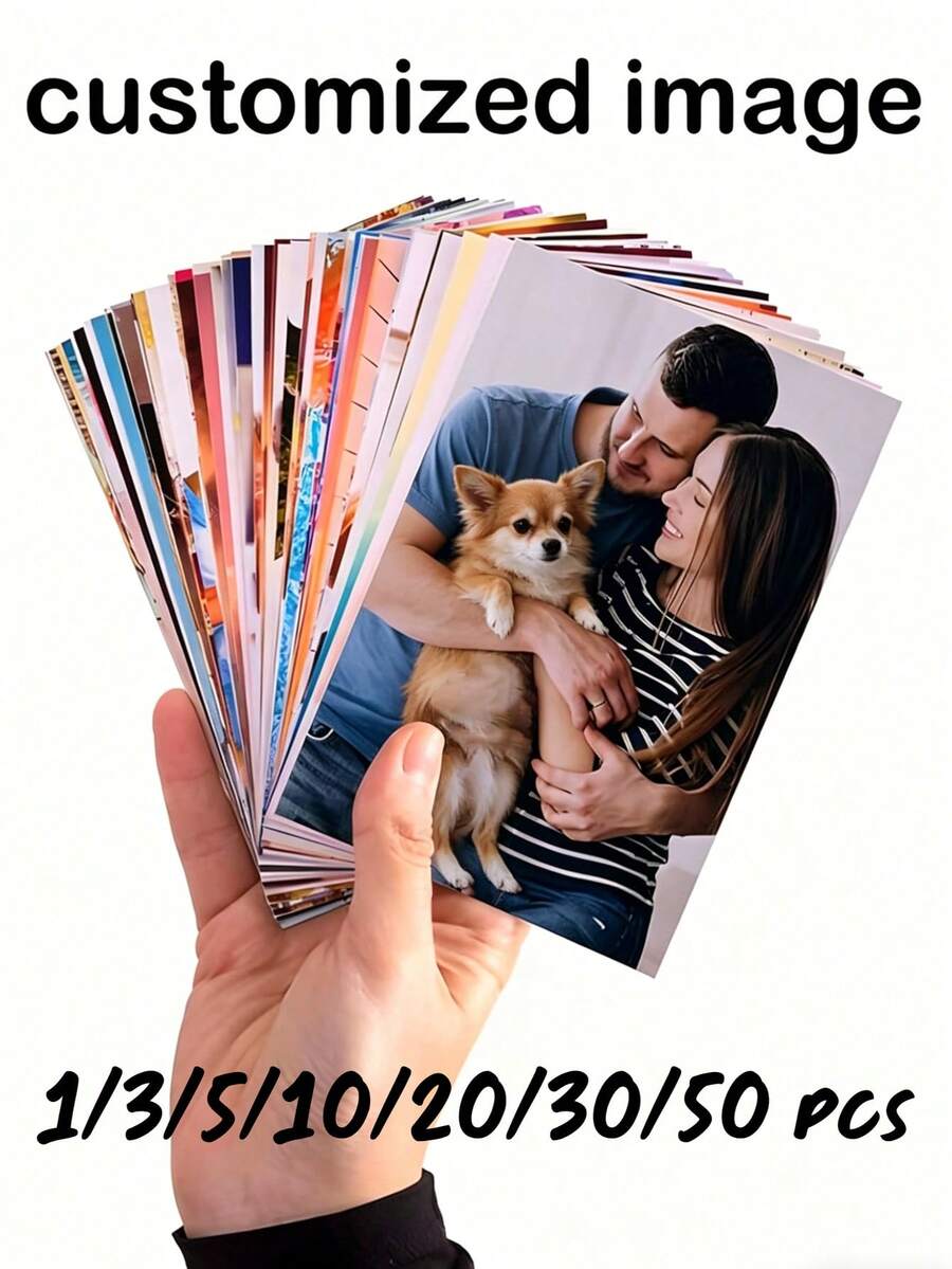 1/3/5/10/20/30/50pcs Personalized Photo Printing, Customized Photo Paper Cards With Text, Mini Photo Prints, Wedding Party Decoration, Romantic Couple Gift, Birthday Anniversary Keepsake, DIY Photo Souvenir, Memory Printing, Customized Image Printing, Aesthetic Photo Cards - Multicolor - View 1