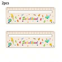 2D Flat Printing 1/2pcs Back To School Reading Ruler, Colorful Carved Back To School Reading Aid Bookmark, Back To School Wooden Bookmark, Unisex, Creative Back To School Gift - 2pcs - View 3