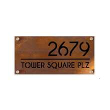 1pc Customized Rusty Metal Address Sign, Outdoor Door Plaque, 2D Printed Faux Rusty Address Plate, Modern Address Sign, Personalized Door Plaque Gift, Iron Material, Wall-Mounted Structure, Customized Welcome Sign | Elegant Door Plaque | Exquisite Design - Multicolor - View 13