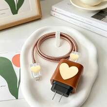 Heart-Shaped Data Cable Protector + Storage Bag Data Cable Protector Compatible With Samsung 25W Charger Protective Case Anti-Breakage Anti-Scratch Dirt-Resistant - Multicolor - View 5
