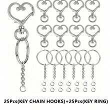 50pcs Metal Swivel Lobster Clasp Keyring, Star Shaped Ring And Split Ring, DIY Keychain Hardware Accessories - Keychain - View 8