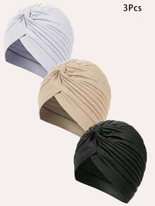Awegeo Bộ 3 chiếc mũ nhiều màu sắc kiểu mới, mũ trùm đầu, mũ ngủ, thích hợp cho mùa hè, đi biển, nghỉ lễ, du lịch. - Nhiều màu - Xem 13