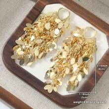 1 Pair Fashionable Charming Women's Shiny Pendant Earrings, Exquisite Party Accessory, Birthday Gift - Gold - View 5