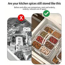 Caja Bento Dividida para Picnic y Camping al Aire Libre, Contenedor de Almacenamiento Hermético y Transparente para Frutas en Refrigerador, Caja para Condimentos y Especias, Caja de Almacenamiento Dividida Hermética para Cocina, Caja a Prueba de Humedad para Conservar Frescura - Ver 3