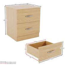 Home Discount Vida Designs Riano 2 Drawer Bedside Chest Cabinet Table Nightstand Bedroom Furniture Silver Handles Display Storage Unit - Pine - Pine - View 9