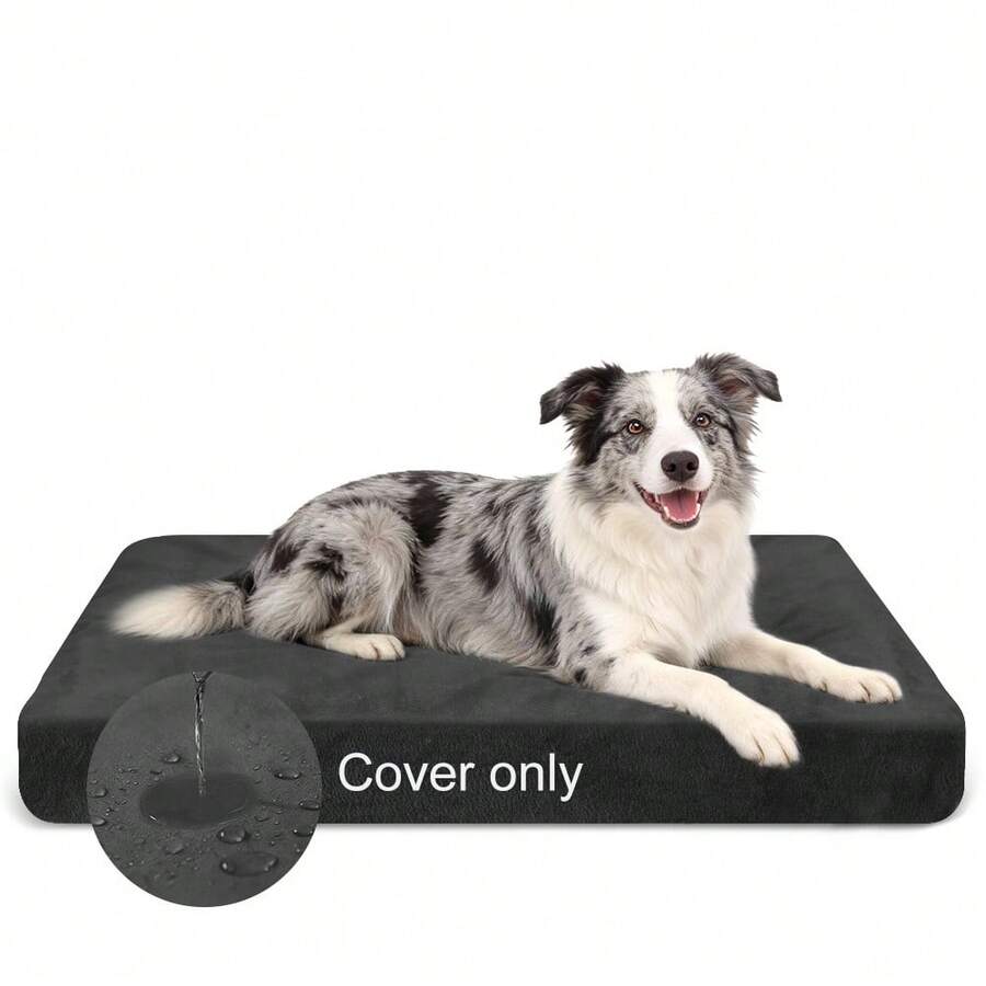 DUJUIKE Dog Bed Cover - Soft Plush Replacement Cover, 100% Waterproof, Soft Cashmere/Velvet Material; Waterproof And Removable/Washable Dog Bed Cover (Black) - Black - View 1